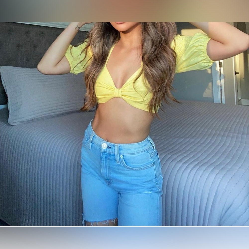 Superdown yellow crop top